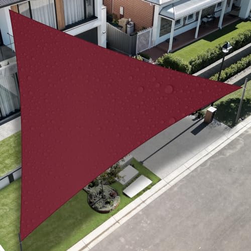 TANG 5'x5'x5' Waterproof Sun Shade Sail Triangle Outdoor Canopy UV Block Shade Cloth with Curved Edge for Patio Backyard Pool Pergola Cover, Red - color: Red, size: 5'x5'x5'