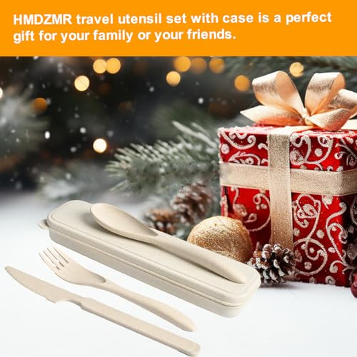 Utensil set Travel Silverware with Case, 2 Sets Reusable Utensils Set with Case, Wheat Straw Utensils for Lunch Box Accessories, Camping Utensils for Work Lunch or Daily Use - color: Blue, Green