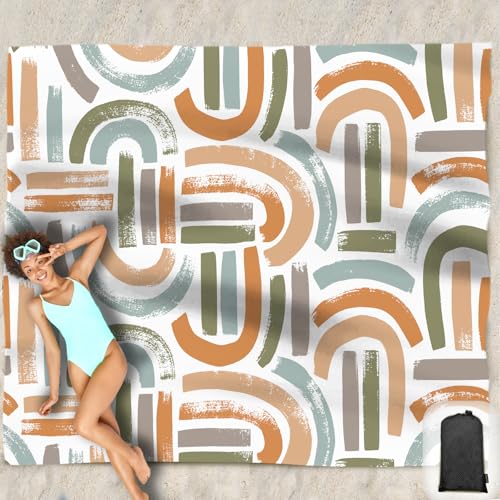 Beach Blanket Waterproof Sandproof Oversized 95”x 80”,Sand Free Beach Mat with Corner Pockets,Portable Mesh Bag for Travel and Outdoor Camping (Maze) - color: Maze