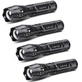 LETMY LED Tactical Flashlight S2000 [4 Pack] - High Lumens, Zoomable, 5 Modes, Waterproof Handheld LED Flashlight - Best Camping, Outdoor, Emergency, Everyday Flashlights - color: Black, size: 4 PACK