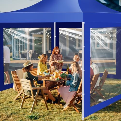 SmoothNovelty 3 Pcs Clear Canopy Sidewalls with Black Storage Bag Window Sidewall for 10 x 10 Inch Tent Waterproof Shade Wall, Sunwalls Only, Canopy Tent Not Included, No Zipper(Blue) - color: Blue
