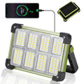 YXQUA 120W Solar Rechargeable Work Light, 144 LED Portable Flood Light with Stand, IP66 Waterproof 4 Modes LED Job Site Lighting Flashlights for Mechanic Camping Fishing Car Repair(Green 1 Pack) - style: Green 1 Pack