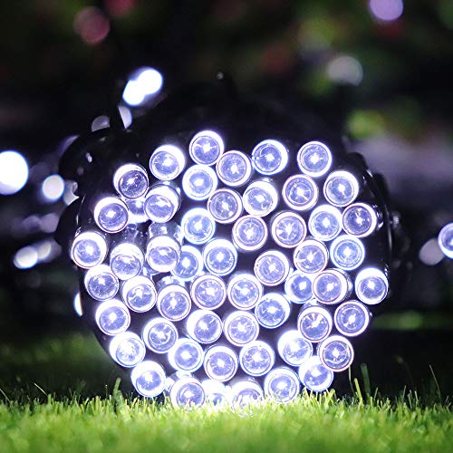 Solar String Lights Outdoor, 200LED 72Ft 8 Modes Outside Lights Solar Christmas Lights Waterproof Starry Fairy Lights Ambiance Lighting for Patio Garden Wedding Party Christmas Decor (White) - color: White, size: 72ft