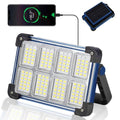 120W Solar Rechargeable Work Light, 144 LED Portable Flood Light with Stand, IP66 Waterproof 4 Modes LED Job Site Lighting Flashlights for Mechanic Camping Fishing Car Repair(Blue 1 Pack) - style: Blue 1 Pack
