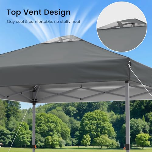 Raynesys Pop Up Canopy Tent with Sidewalls, 10x10ft 10 Person Party Tent One Push Setup, Portable Gazebo Outdoor Sun Shade for Events, Parties, Camping, Commercial, Silver Coated Top, Gray - color: Gray