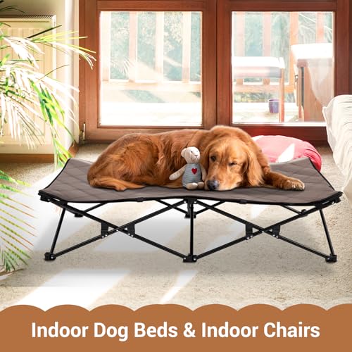 KingCamp Elevated Dog Bed for XL Dogs, Outdoor Raised Cooling Pet Cot Bed with Washable Breathable Mesh & No-Slip Feet Perfect for Camping, Backyard, Indoor Use (XL, Black) - size: X-large