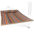 Sunnydaze Quilted Double Hammock for Outside with Spreader Bars and Pillow - 450 lb Capacity, 74x55 Inch Bed, UV Resistant, Quick Dry - Chains Included, Stand Sold Separately - Canyon Sunset - color: Canyon Sunset