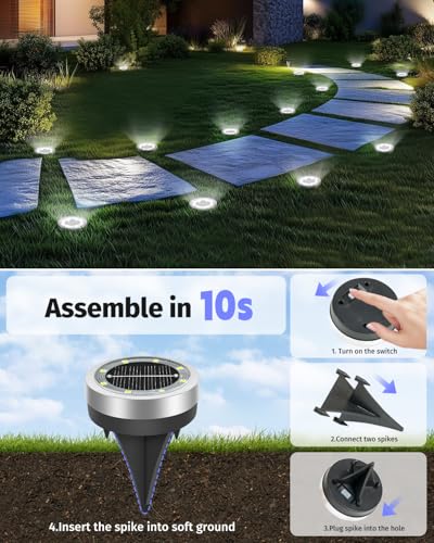 SenLuKit Mini Solar Ground Lights 16 Pack Outdoor IP65 Waterproof Solar Flat Garden Light Solor Powered Disc Pathway Lights for Outside Walkway Yard Landscape Patio Lawn Driveway-Cool White - color: Cool White, size: 16 Pack