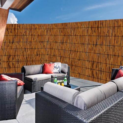 Natural Reed Fencing 4FT X 19.6FT Reed Fence 4FT High Balcony Reed Fence Privacy Reed Screen for Outdoor Backyard Patio(Brown) - size: 1 Pack 4FT×19.6FT
