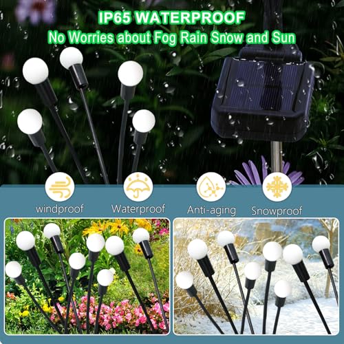Kohlrabi Solar Garden Lights Outdoor, 10 Pack 80 LED Pink Firefly Lights Waterproof, Sway by Wind, Solar Wind Swaying Light for Yard Patio Backyard Garden Planter Flower Bed Pathway Decoration - color: Pink, size: 10 pack
