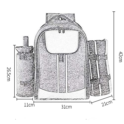 Picnic Bag Picnic Basket Tote Picnic Backpack for 4 Person Set Pack with Insulated Waterproof Pouch for Family Outdoor Campingfor Trip/Picnic/Sports/Flight, Gray