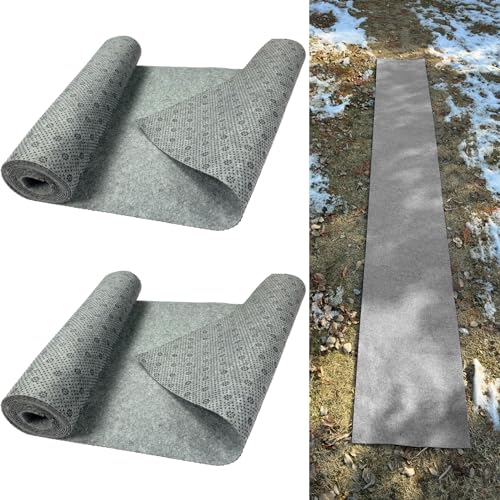 Prriudy 16x118" No-Slip Ice & Snow Carpet Mats, Felt Carpet Anti-Slip Mat for Winter Walkways, Front Door, Stairs, Porch, Outdoor, Garden, Patio, Safe Walking (2 Pack, Grey)