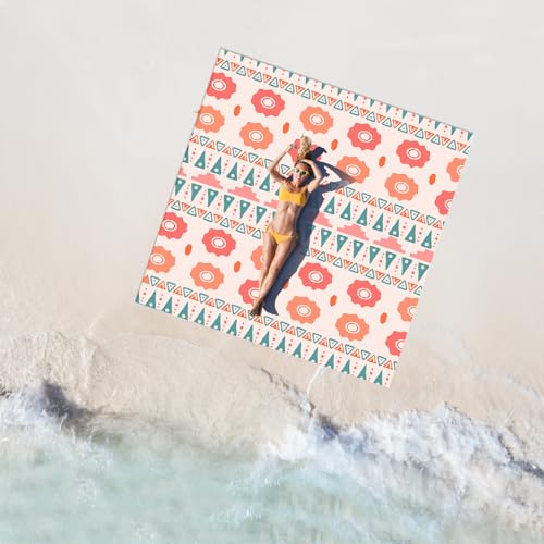 Beach Blanket Sandproof Waterproof, 79" X 79" Oversized Outdoor Picnic Blanket, Large Sand Free Beach Mat, Lightweight Foldable Mat for Travel, Camping, Festival - color: Orange Floral Shore