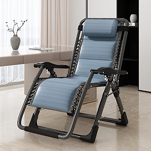 DoCred Zero Gravity Chair, Lawn Recliner, Reclining Patio Lounger Chair, Folding Portable Chaise with Detachable Headrest and Cup Holder - color: Cool Blue, style: Zero Gravity Chair