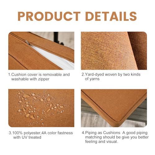 ARTPLAN Deep Seat Outdoor Patio Chair Cushions,2-Piece Seat and Back Cushion Set 24x24x6 and 18x24 Inches,Square, Signal Orange - color: Signal Orange