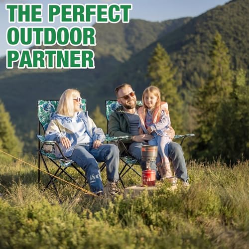 4 Pcs Folding Camping Chairs with Tropical Pattern Portable Outdoor Chairs with Armrests & Carry Bags, Travel Lightweight Installation-free Chair for Camping, Picnic & Beach (Tropical Green) - style: Tropical Green