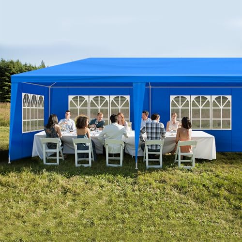 10x30ft Outdoor Party Tent,Waterproof Canopy Patio Wedding Gazebo,Commercial Heavy Duty Large Party Tents,Folding Gazebo Canopy Tent,with 8 Removable Sidewalls,for Yard Event Deck Parties (Blue)