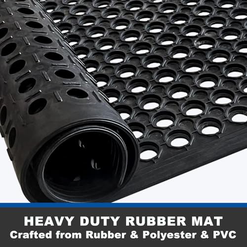 60"x35" Outdoor Rubber Floor Mats Non-Slip Restaurant Mat Commercial Kitchen Heavy Duty Mat Drainage Mats for Outside Industral Pool Entrance Bar Wet Area - size: 60”L x 35"W x 0.3"H