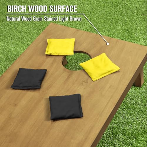 GoSports 4 ft x 2 ft Regulation Size Wooden Cornhole Boards Set with Light Brown Finish - Includes Carrying Case and Bean Bags - color: Black & Yellow, size: 4 ft x 2 ft