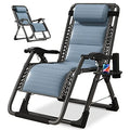 NAIZEA Padded Zero Gravity Chair, Cooling Fabric Folding Outdoor Lounge Chairs, Adjustable Reclining Camping Chairs with Cup Holder, Ergonomic Patio Lawn Chair for Balcony Beach Deck Yard - color: Ice Silk Blue, style: Zero Gravity Chair