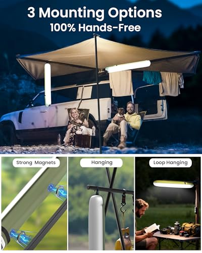 24" Inflatable Solar Camping Lantern,Magnetic LED Tube Light with USB-C 2000mAh Phone Charger,IP66 Waterproof TPU Tent Light for Hurricane Emergency,Backpacking & Off-Grid Survival (Green) - color: Green, size: 24in