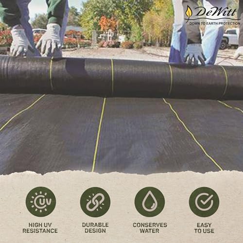 Dewitt 3-Pack Pro-5 Weed Barrier Fabric 5 oz, 4 x 250 Feet – Heavy-Duty Woven Landscape Ground Cover Mat for Raised Garden Bed, Greenhouse Gardening, Outdoor Landscaping, and Commercial Planting - size: 3 Pack, style: 4' x 250'