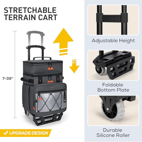 TOURIT Collapsible Cooler with Wheels, Insulated Rolling Cooler with All-Terrain Cart, Waterproof Soft Sided Cooler Bag for Beach, Picnic, Camping, Shopping, Travel - color: Dark Gray, size: 75Can 44L
