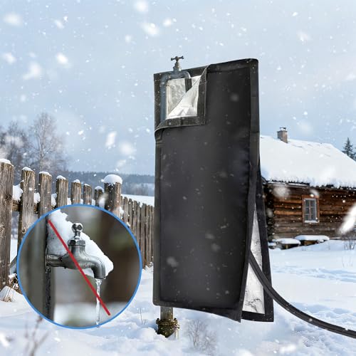 Outdoor Faucet Covers for Winter, 24.8"H×13.4"W - Waterproof Oxford Fabric Water Faucet Cover, Freeze Protection Outdoor Faucets Hose Bibs for Wall Taps Garden, Lawn, and Sprinkler Systems - size: 24.8×13.4inch