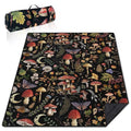 Supfitness Extra Large Picnic Blankets Waterproof Foldable (60"x 80") Mushroom Beach Blanket Waterproof Sandproof,3-Layer Thicking Mat Outdoor Packable Camping Blanket - color: Black-2, size: 5' x 6'8" (Rectangular)