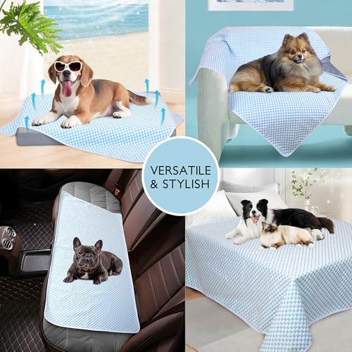 Cooling Blanket for Dogs - Q-MAX>0.4 Waterproof Pet Throw Blanket Bed Cover, Non-Slip Dog Blankets for Couch Protector, Washable Furniture Cover for Summer, Pearl Blue,50x60 - color: Blue, size: 50x60 Inch