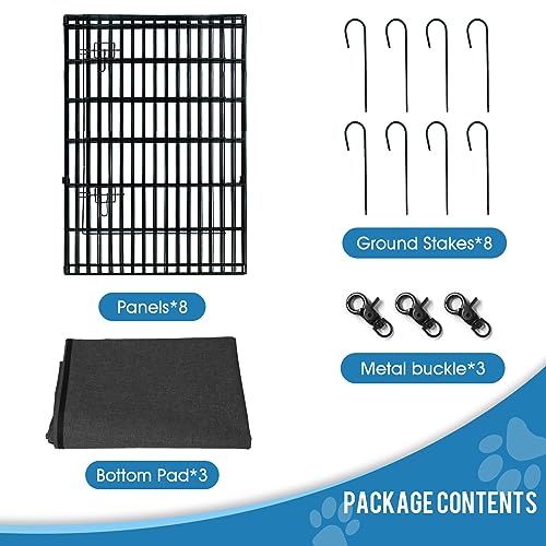 Peekaboo Dog Pen Pet Playpen Dog Fence Indoor Foldable Metal Wire Exercise Puppy Play Yard Pet Enclosure Indoor Outdoor 8 Panels 36 Inch with Bottom Pad/Top Cover(Black 36 Bottom Cover) - style: Playpen + bottom pad