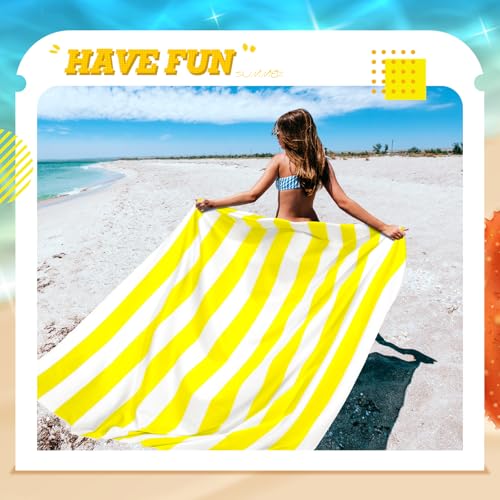 Peryiter Checkered Giant Beach Blanket 71 x 71 Inch Oversized Sandproof Towel Stripe Microfiber Quick Dry Lightweight Huge Blanket for Summer Hawaii Beach Travel Essentials Accessories(Yellow) - color: Yellow
