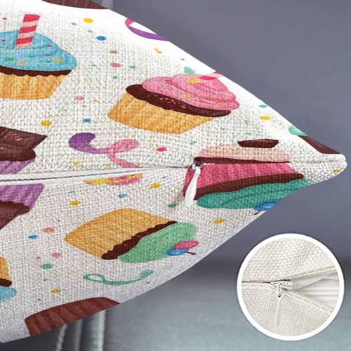 Smooffly Little Delicious Cupcakes Waist Lumbar Cotton Linen Throw Pillow case Cushion Cover for Sofa Home Decorative Oblong 12x20 Inches - color: Swn14