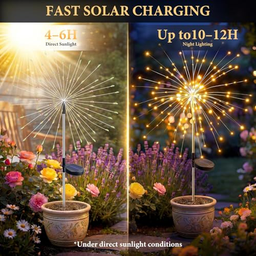 Solar Firework Lights, 10 Pack 120 LEDs 8 Lighting Modes Twinkle Solar Garden Lights Outdoor Waterproof for Yard Patio Walkway Pathway Party Wedding Balcony Decorative - Gifts for Women Mom - size: 10 Pack