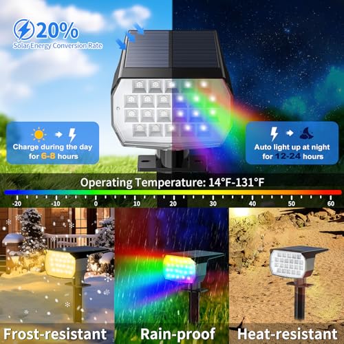 WENATY Solar Spot Lights Outdoor Color Changing, [7 Mode/12 Pack] Christmas Landscape Spotlights, Solar Lights Outdoor Waterproof, Solar Led Powered Flood Light for Outside Pathway Yard Garden Walkway - color: Multicolor, size: 12 Pack
