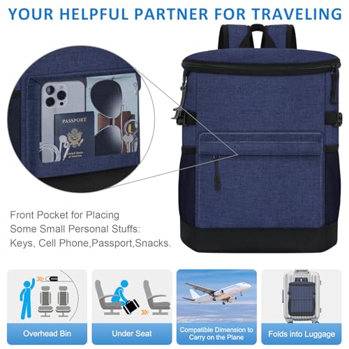 Tenot Cooler Backpack 33/40 Cans Backpack Coolers Insulated Leak Proof Soft Beach Cooler Bag for Men Women Ice Chest Backpack Camping Hiking Picnic Travel Cooler Lunch Backpack - color: Blue, size: 33 Cans
