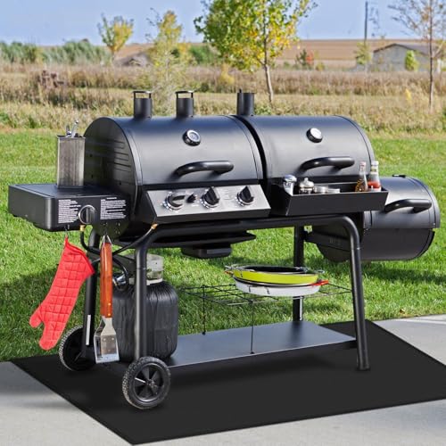 Large 65 x 39 Inch Under Grill Mats for Outdoor Grill, Heavy Duty Fireproof Deck Patio Protector Mat, BBQ Mat for Under BBQ, Oil-Proof Waterproof Grill Floor Pads for Charcoal, Smoker, Gas Grills