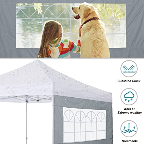 COOSHADE Instant Canopy SunWall 10x10 Canopy SideWall for Pop up Canopy Tent, 1 Pack Sidewall with Church Window Only, Grey - color: Gray, size: 10x10-Church Window