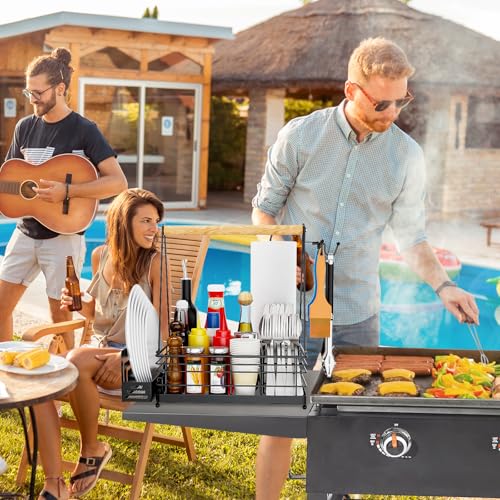 JBBTOOL Grill Caddy with Paper Towel Holder, BBQ Caddy for Outdoor Grill, Picnic Condiment Utensil Storage, Camping Essentials, RV, Tailgating Essentials, Grilling Accessories, Grilling Gifts for Men - style: picnic caddy