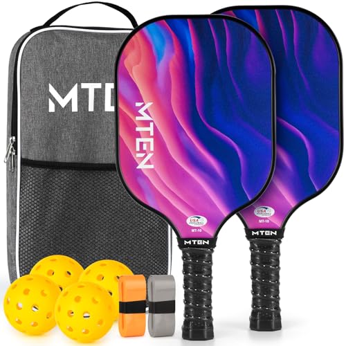 Pickleball Paddles Set of 2 or 4, or Single Paddle – USAPA Approved Fiberglass Surface Pickleball Rackets Set for Men & Women - color: Pink black*2