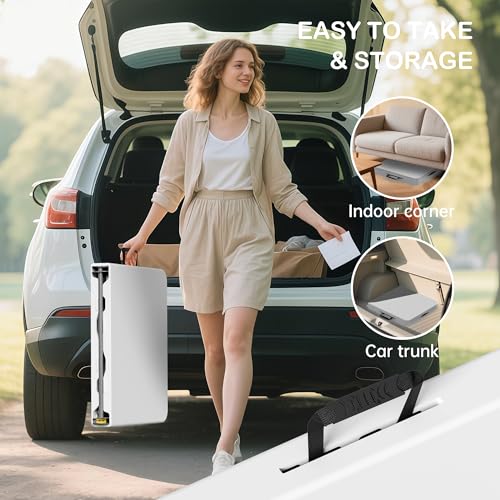 Folding Table 4 Foot for Indoor Outdoor, Portable Heavy Duty Fold-in-Half Utility Small Plastic Adjustable Height Folding with Carrying Handle for Picnic and Party, White (White, 4 FT - 2 PACK) - color: White, size: 4 Ft - 2 Pack
