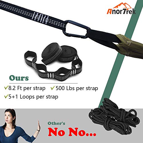 AnorTrek Camping Hammock with Mosquito Net, Double & Single Lightweight Portable Hammocks with Tree Straps, Parachute Hammock for Camping, Backpacking - color: Army Green, size: Single 102"L x 55"W