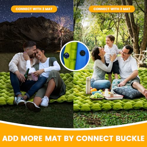Camping Sleeping Pad, Ultralight Camping Mat with Pillow Built-in Foot Pump, Inflatable Sleeping Pads Compact for Travel, Camping Backpacking Hiking Tent Car Camp Gear - color: Green