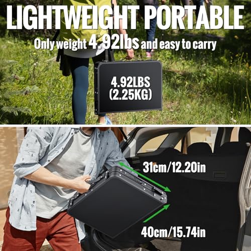 GARLLEN 2ft Folding Camping Table, 3 Adjustable Height Lightweight Folded Picnic Table, Portable Aluminum Grill Table for Camping, BBQ, Outdoor, 22.8" L x 15.7" W, Black - color: Black, size: Tabletop Size: 22.8"L x 15.7"W