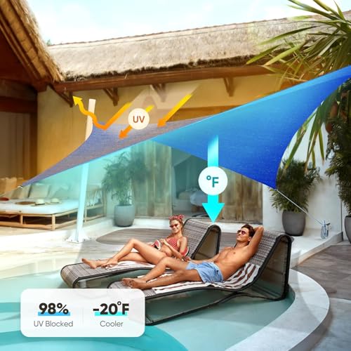 Quictent 12x16ft Rectangular Sun Shade Sail 185G HDPE Canopy 98% UV Block Outdoor Patio Garden Commercial Deck with Hardware Kit Blue - color: Blue, size: 12 x 16 ft, style: Rectangle