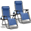 Zero Gravity Chairs Set of 2, Adjustable Lounge Chair Outdoor Recliner, Folding Reclining Lawn Chair, Anti Gravity Chair with Pillow & Cup Holder for Pool Camping Sunbathing Beach Patio