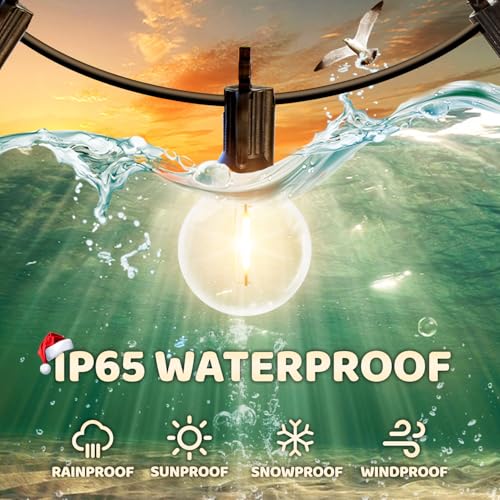 10FT LED Outdoor String Lights - Waterproof Patio Lights Shatterproof G40 Edison Globe Bulb, Connectable Hanging Outdoor String Lighting for Indoor Backyard Yard Gazebo Porch Party Decor - SOLROS - style: 10FT Globe Bulb-Plug in Only