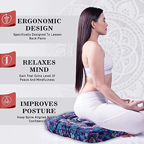 Mandala Meditation Cushion, Boho Meditation Mat, Meditation Pillows for Sitting on Floor, Cushions for Sitting in Home and Outdoor, Square Floor Pillow Cushion Seating for Yoga Accessories 22'' X 22'' - color: 05.mandala Meditation Cushion-1, size: 22x22