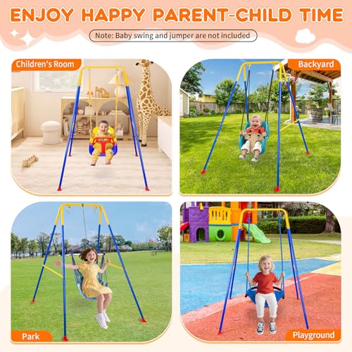 Baby Swing Stand, Heavy Duty Foldable Swing Stand A-Frame Metal Swing Stand Frame for Backyard Indoor & Outdoor Use (Hammock Chair not Included) (Blue) - color: Blue