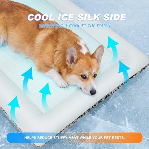 Dog Cooling Mat, Self Warming Cat Bed, Reversible Warm & Cooling Cat Bed, Winter Warm Cat Pad & Summer Cooling Cat Mat for Kittens & Small Dogs, Perfect for Crates, Beds & Sofas, Gray, 24" x 36" - color: Gray, size: 24"x36"